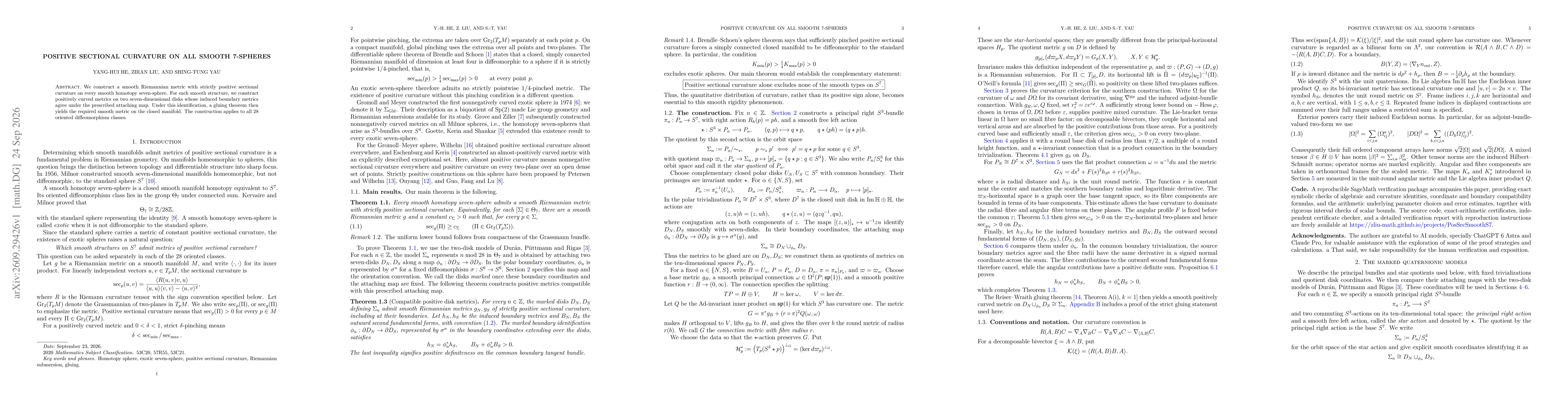 Thumbnail for Positive Sectional Curvature on All Smooth 7-spheres