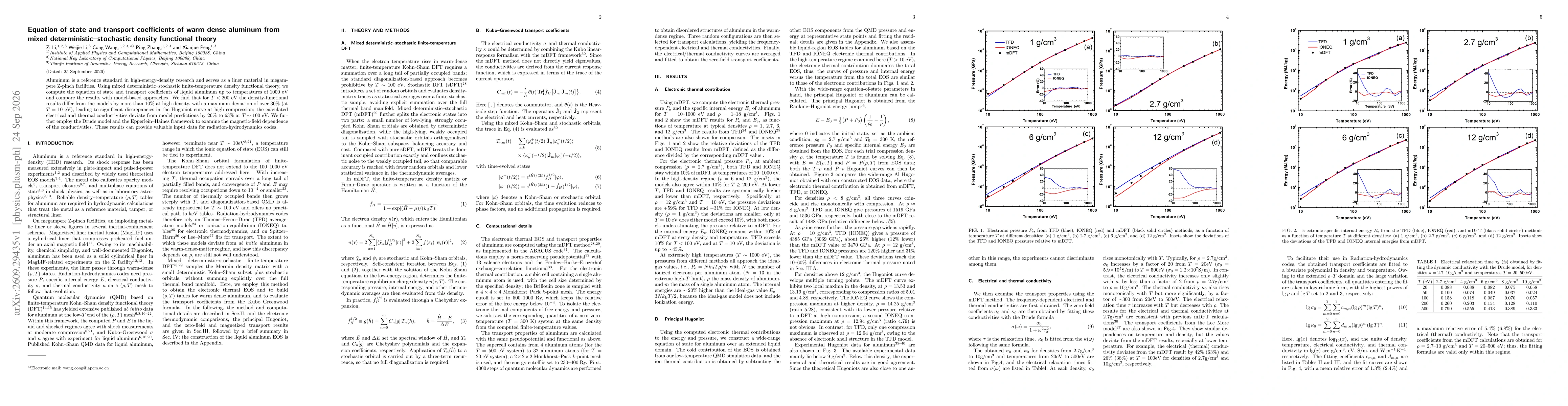 Thumbnail for Equation of state and transport coefficients of warm dense aluminum from mixed deterministic-stochastic density functional theory