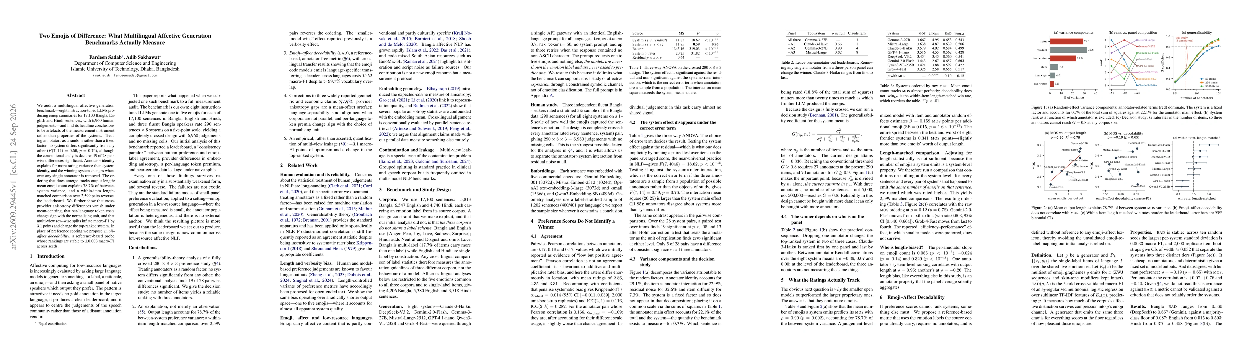 Thumbnail for Two Emojis of Difference: What Multilingual Affective Generation Benchmarks Actually Measure