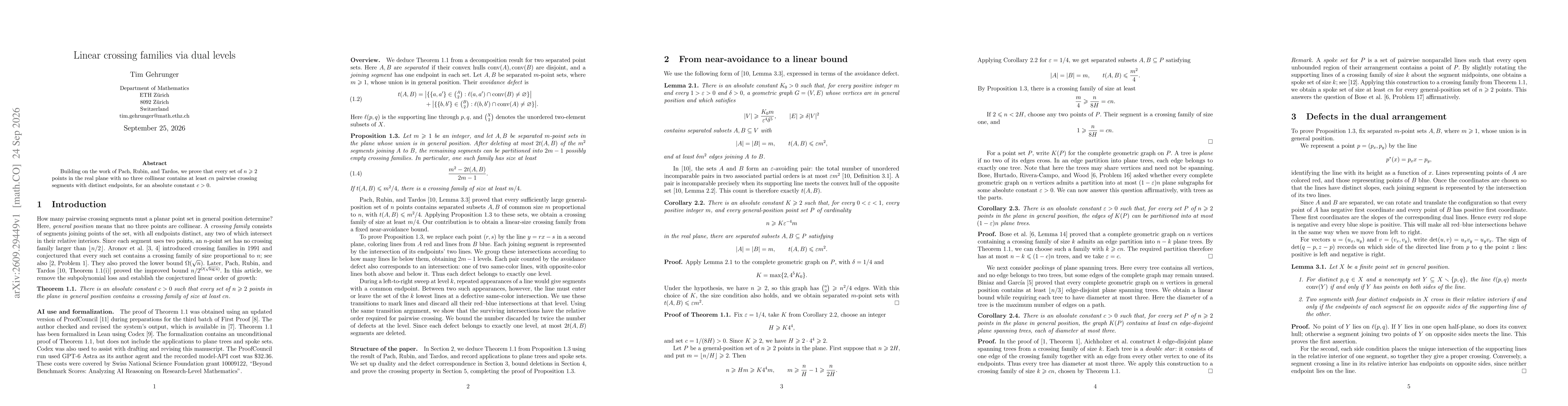 Thumbnail for Linear crossing families via dual levels