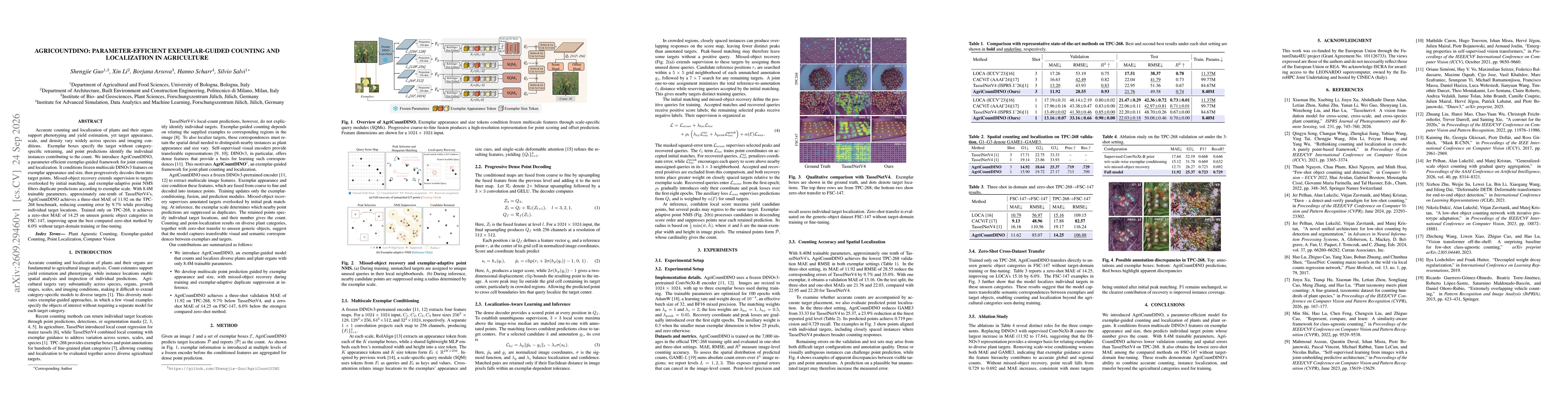 Thumbnail for AgriCountDINO: Parameter-Efficient Exemplar-Guided Counting and Localization in Agriculture