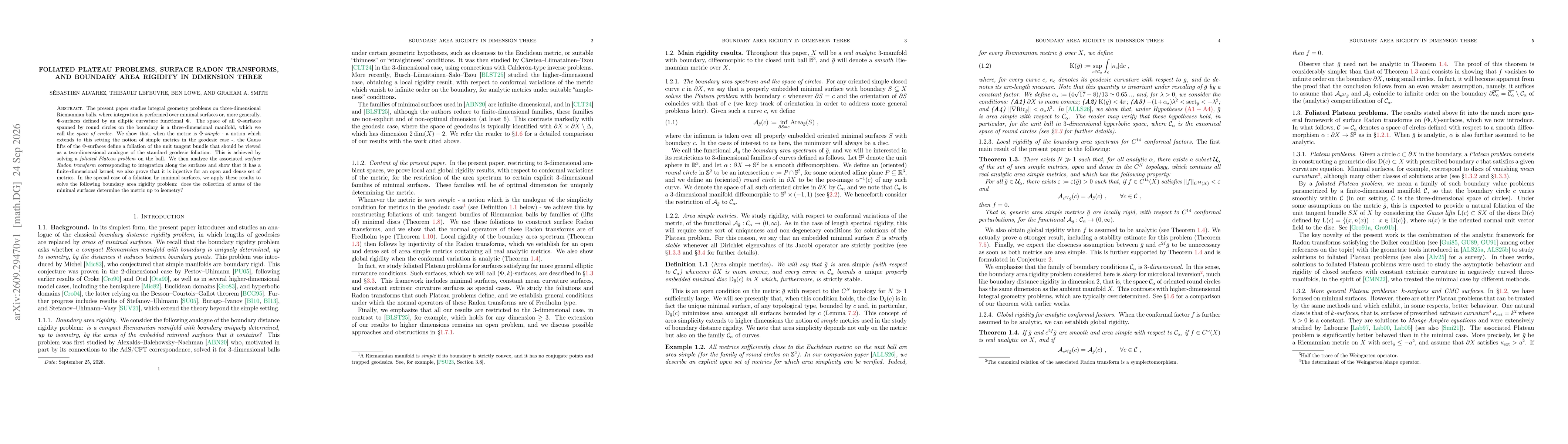 Thumbnail for Foliated Plateau problems, surface Radon transforms, and boundary area rigidity in dimension three
