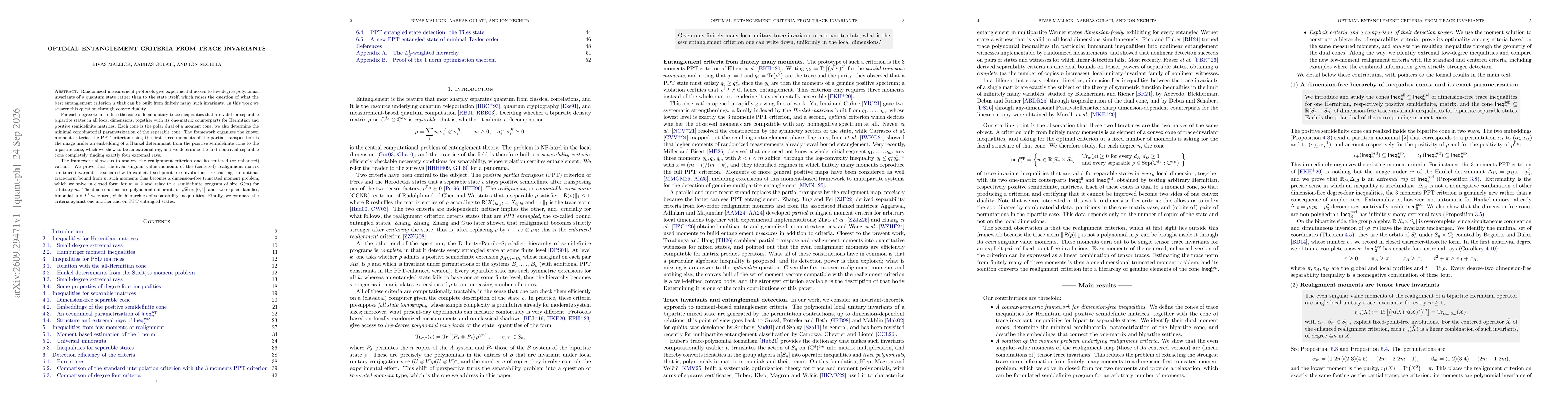 Thumbnail for Optimal entanglement criteria from trace invariants