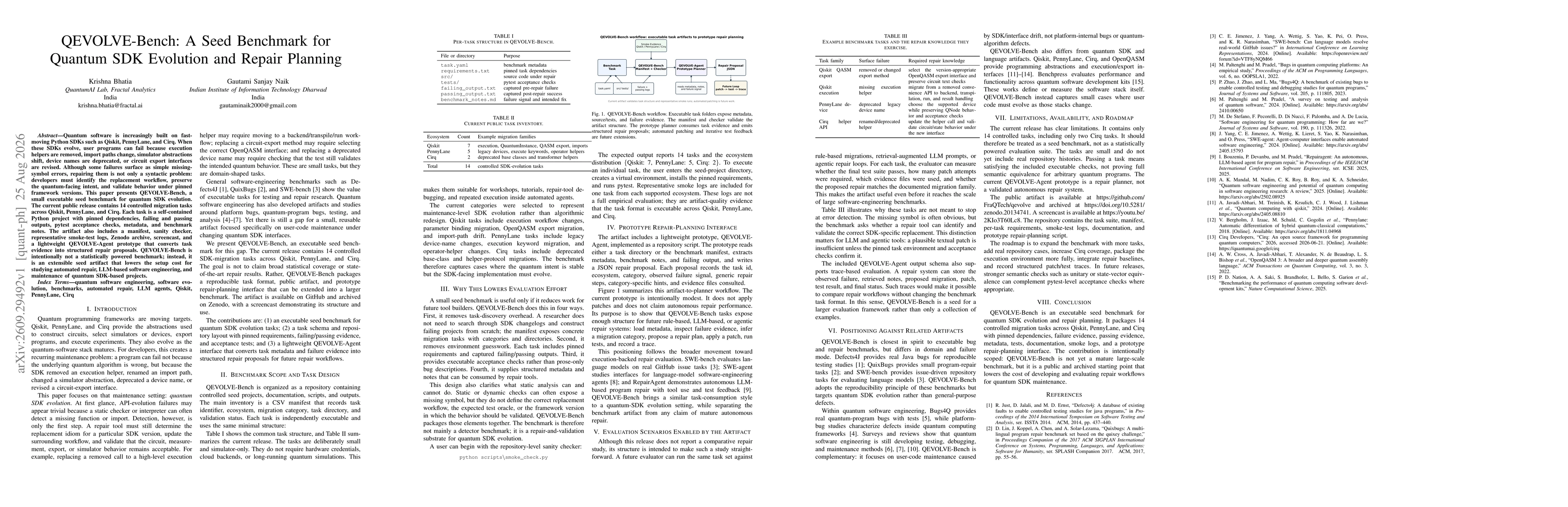 Thumbnail for QEVOLVE-Bench: A Seed Benchmark for Quantum SDK Evolution and Repair Planning