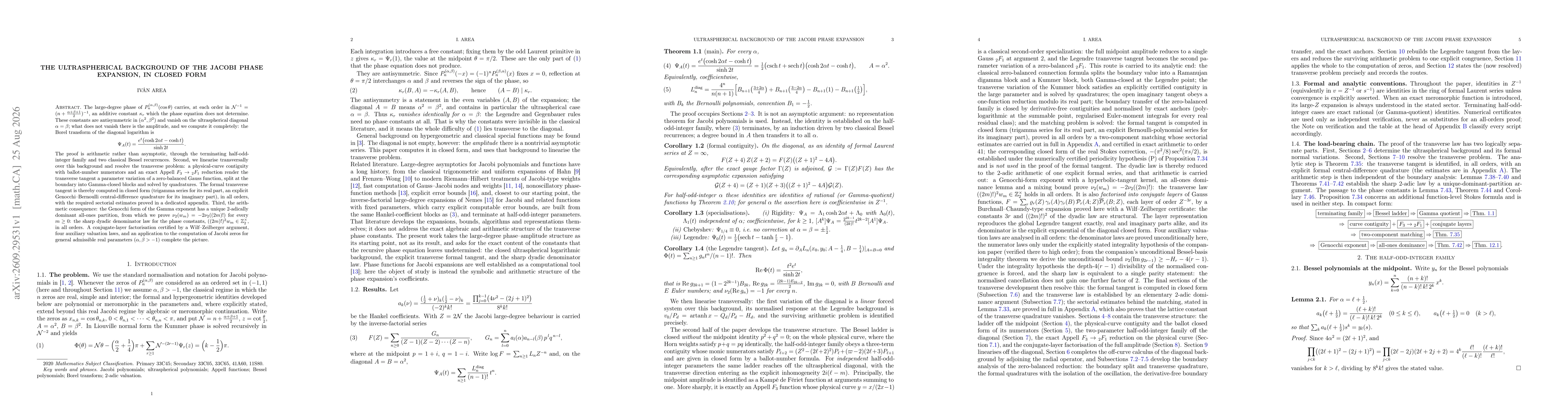Thumbnail for The ultraspherical background of the Jacobi phase expansion, in closed form