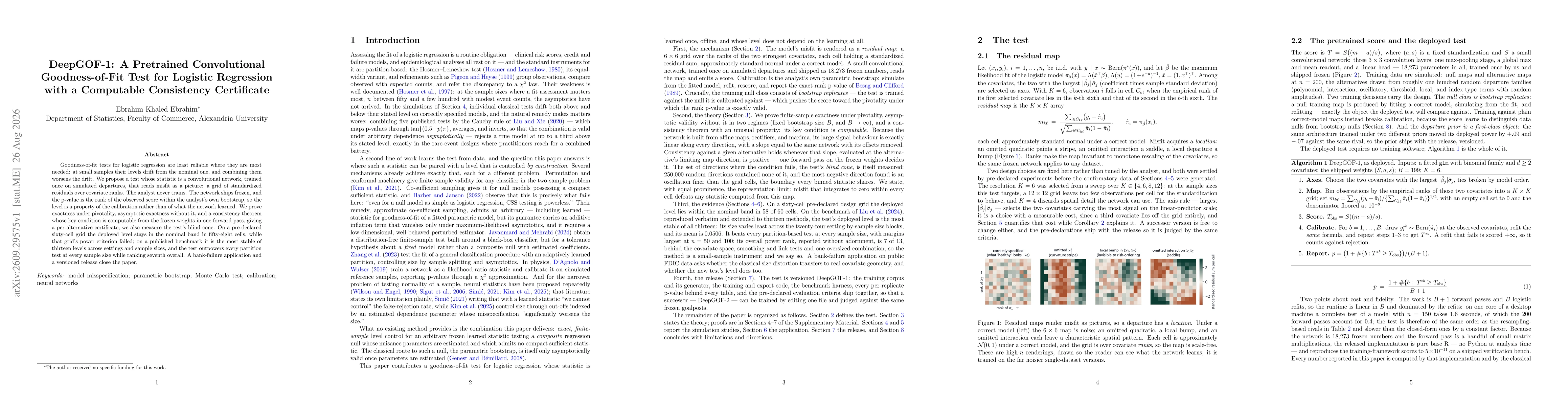 Thumbnail for DeepGOF-1: A Pretrained Convolutional Goodness-of-Fit Test for Logistic Regression with a Computable Consistency Certificate