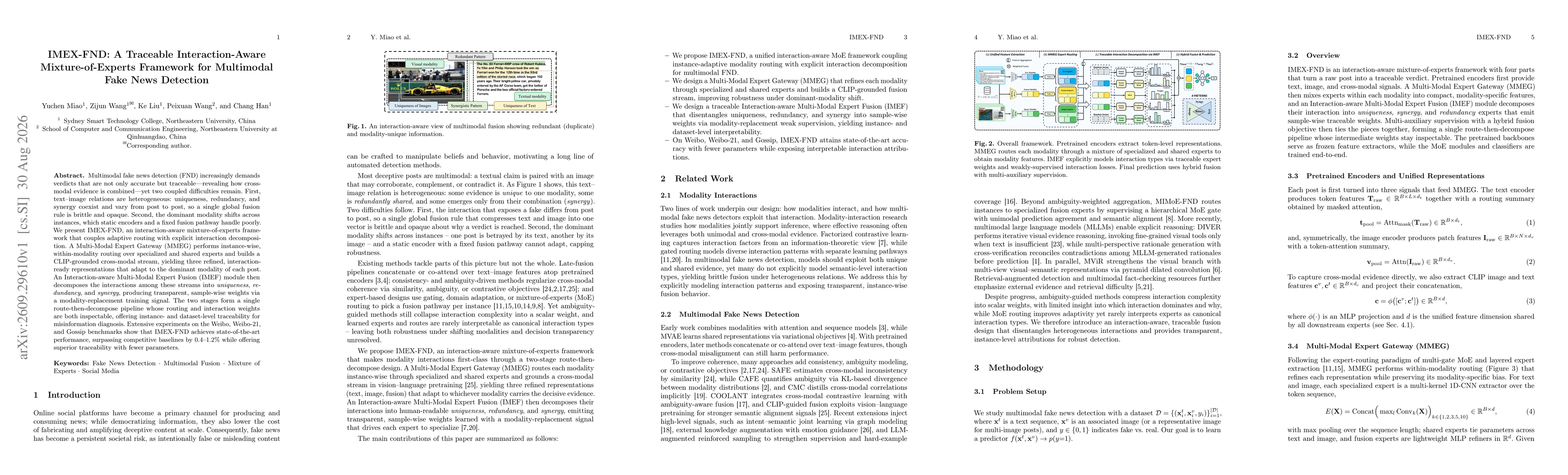 Thumbnail for IMEX-FND: A Traceable Interaction-Aware Mixture-of-Experts Framework for Multimodal Fake News Detection