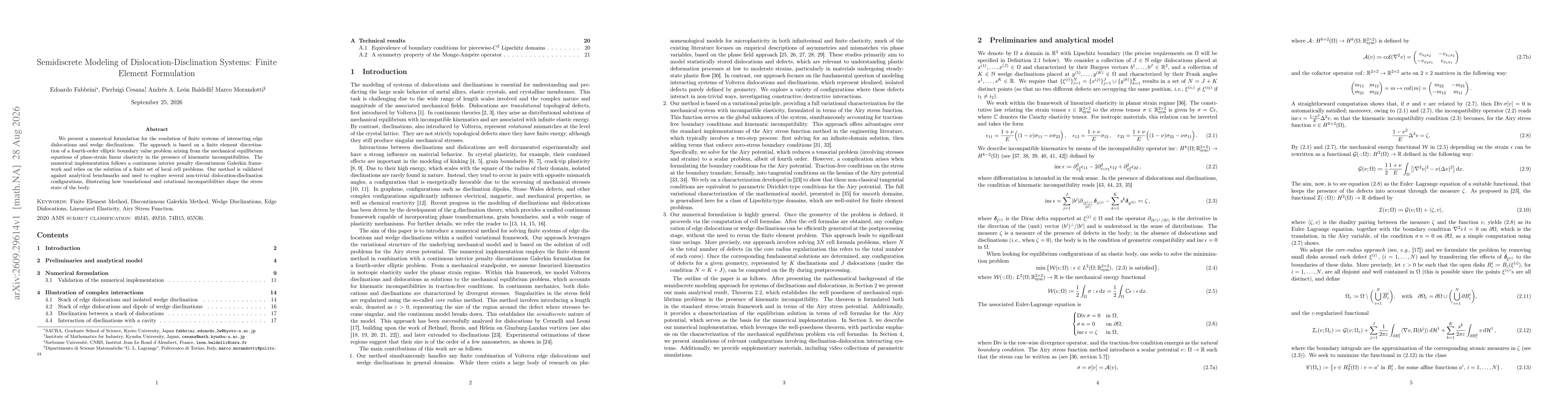 Thumbnail for Semidiscrete Modeling of Dislocation-Disclination Systems: Finite Element Formulation