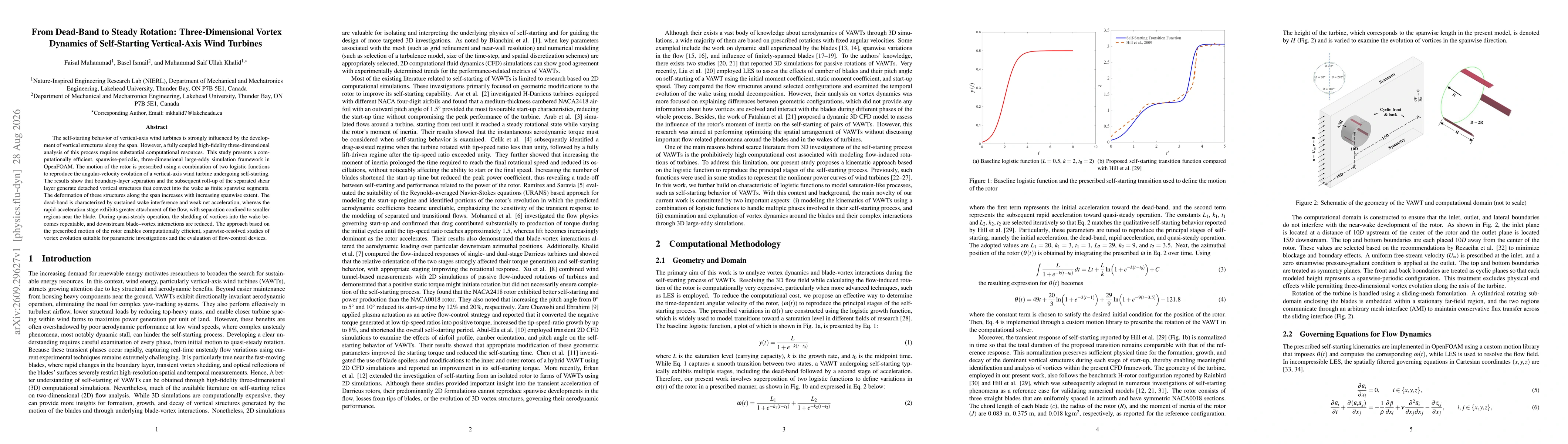 Thumbnail for From Dead-Band to Steady Rotation: Three-Dimensional Vortex Dynamics of Self-Starting Vertical-Axis Wind Turbines
