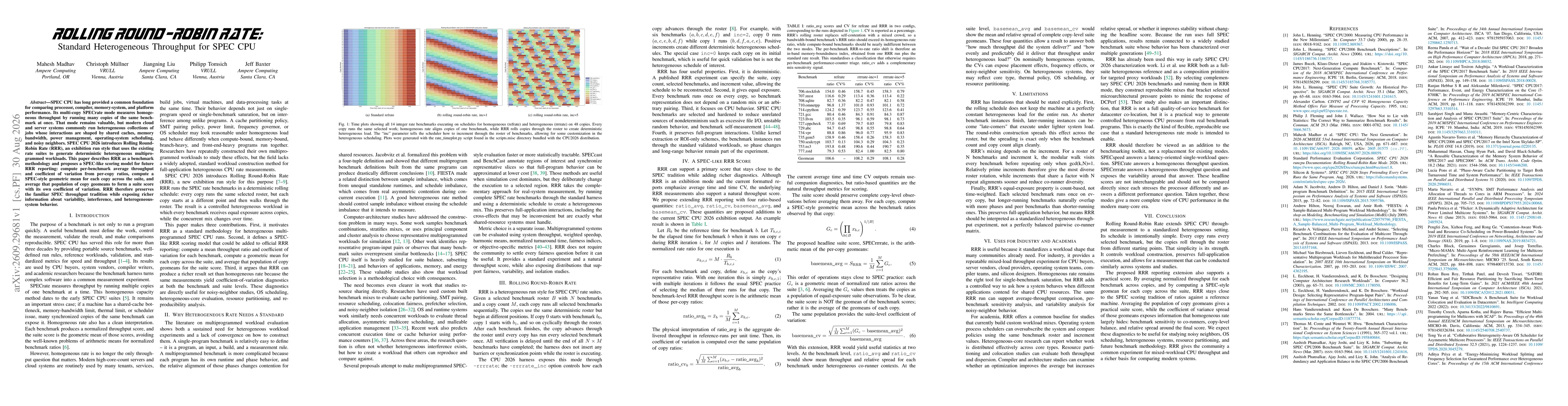 Thumbnail for Rolling Round-Robin Rate: Standard Heterogeneous Throughput for SPEC CPU