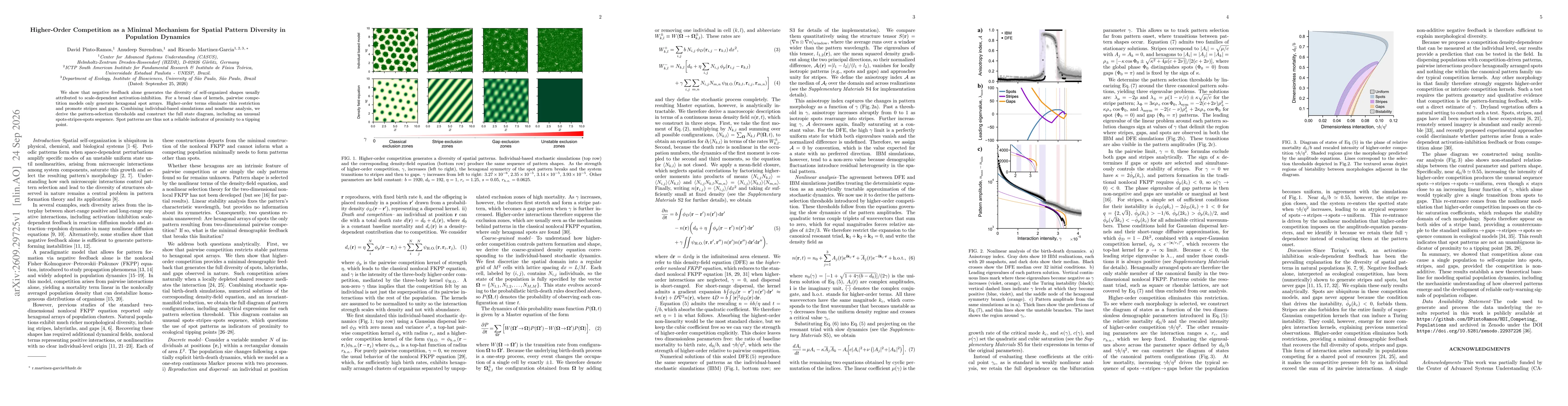 Thumbnail for Higher-Order Competition as a Minimal Mechanism for Spatial Pattern Diversity in Population Dynamics