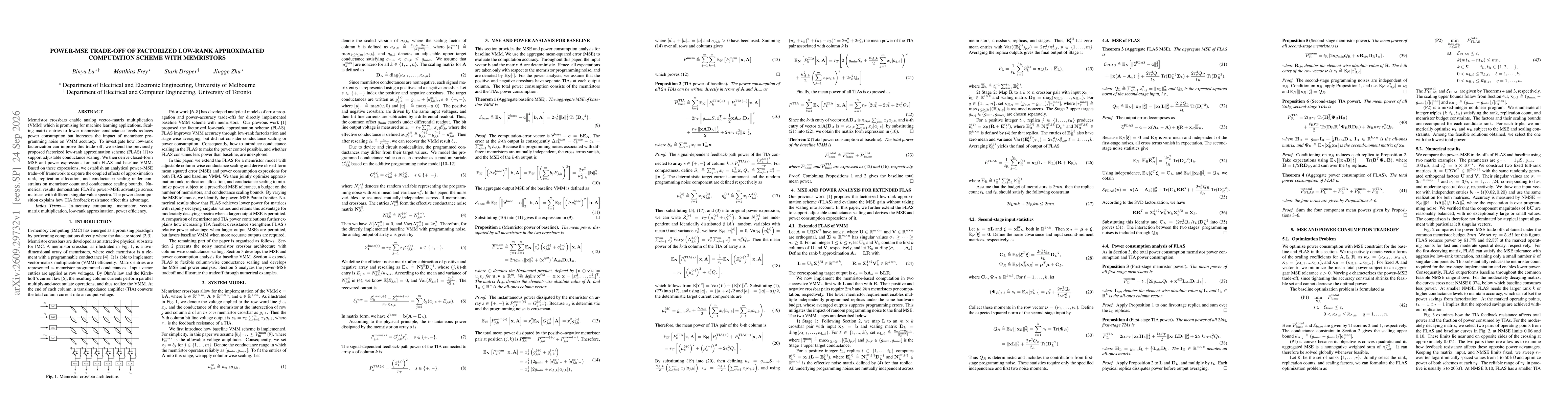 Thumbnail for Power-MSE trade-off of Factorized Low-rank Approximated Computation Scheme with Memristors