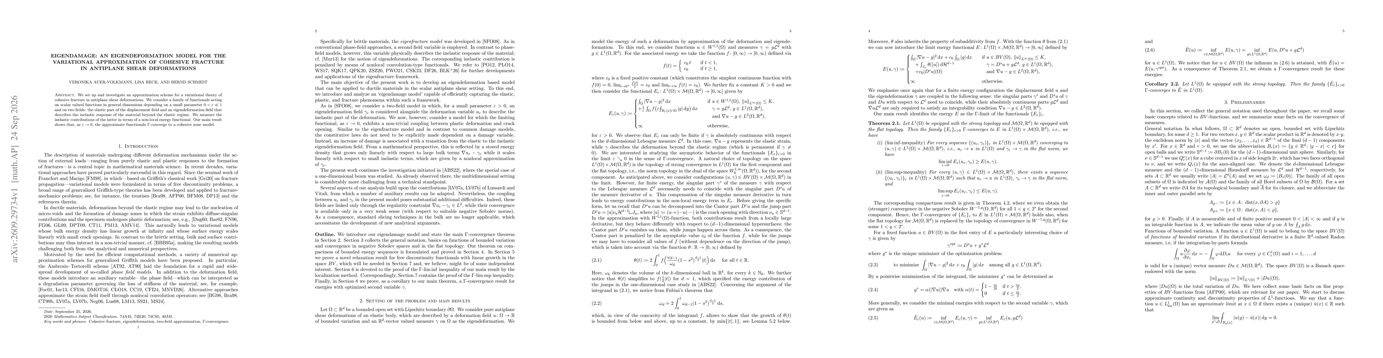 Thumbnail for Eigendamage: an Eigendeformation model for the variational approximation of cohesive fracture in antiplane shear deformations