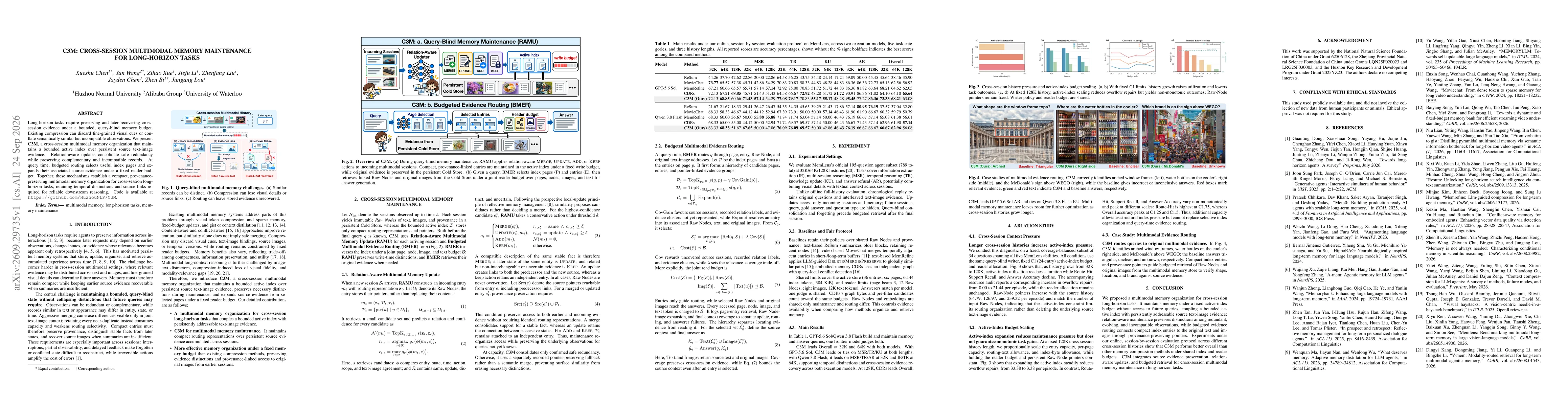 Thumbnail for C3M: Cross-Session Multimodal Memory Maintenance for Long-Horizon Tasks