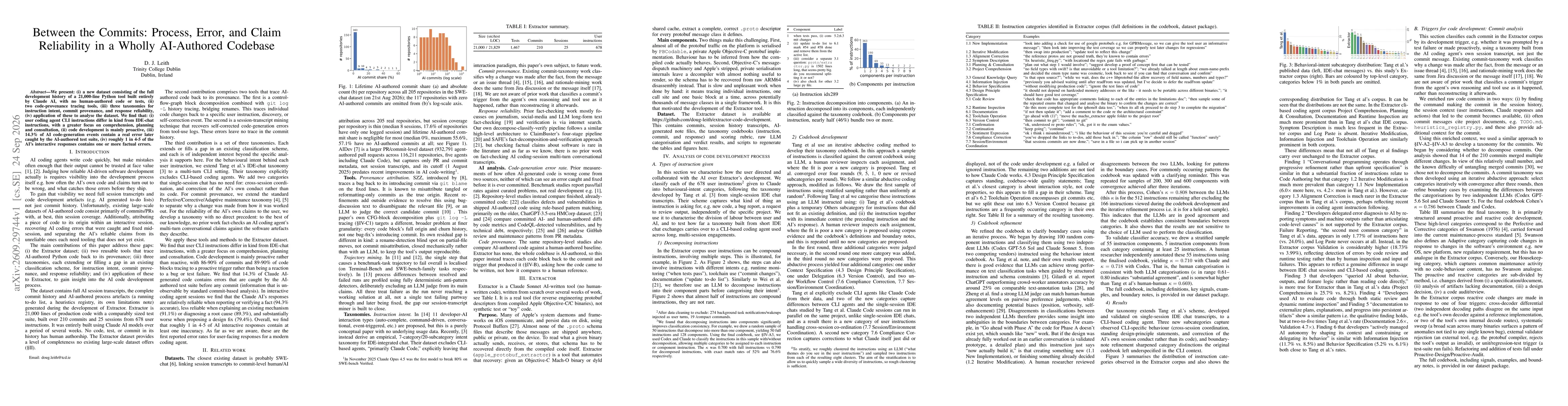 Thumbnail for Between the Commits: Process, Error, and Claim Reliability in a Wholly AI-Authored Codebase