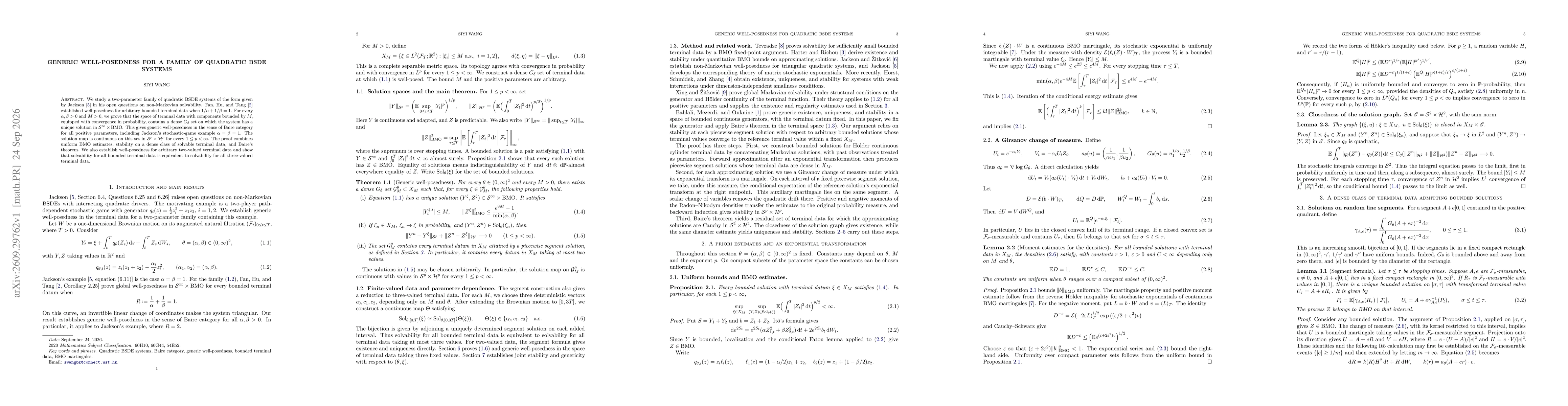 Thumbnail for Generic well-posedness for a family of quadratic BSDE systems