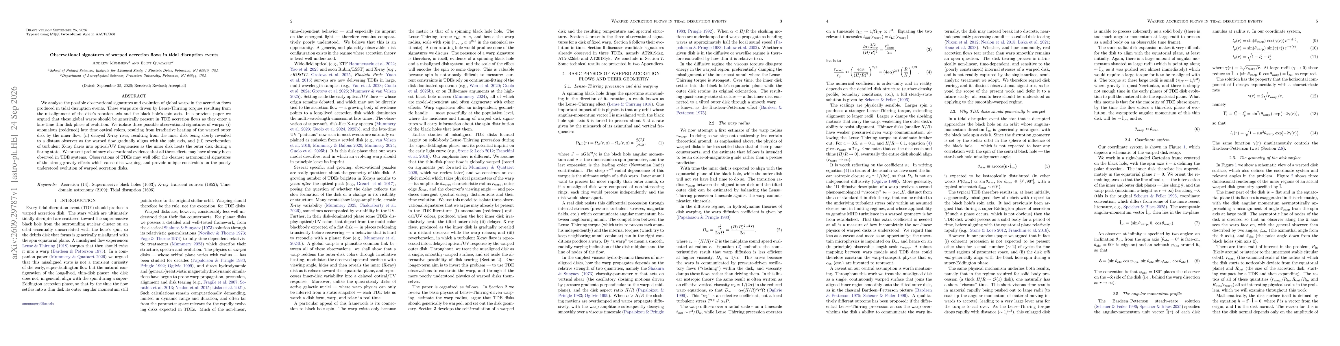 Thumbnail for Observational signatures of warped accretion flows in tidal disruption events
