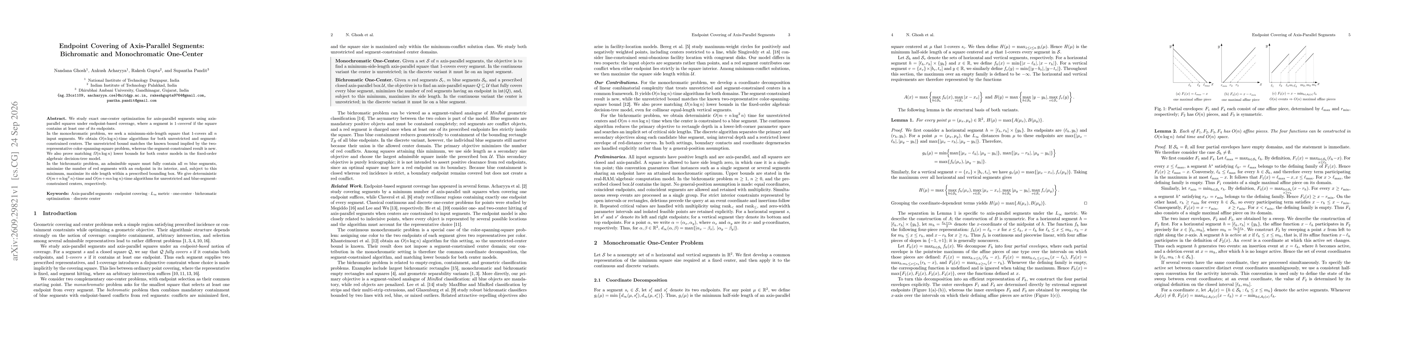 Thumbnail for Endpoint Covering of Axis-Parallel Segments:Bichromatic and Monochromatic One-Center