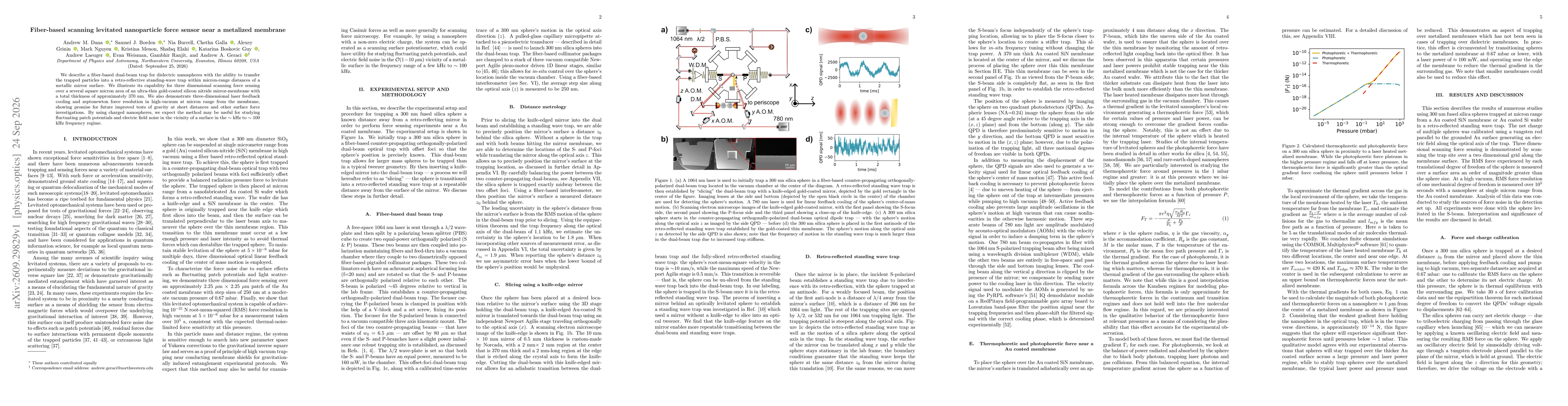Thumbnail for Fiber-based scanning levitated nanoparticle force sensor near a metalized membrane