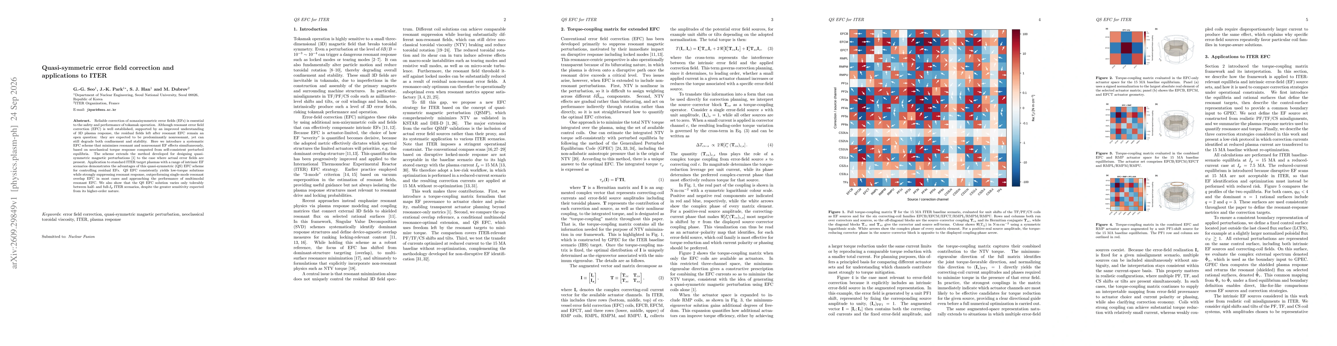 Thumbnail for Quasi-symmetric error field correction and applications to ITER