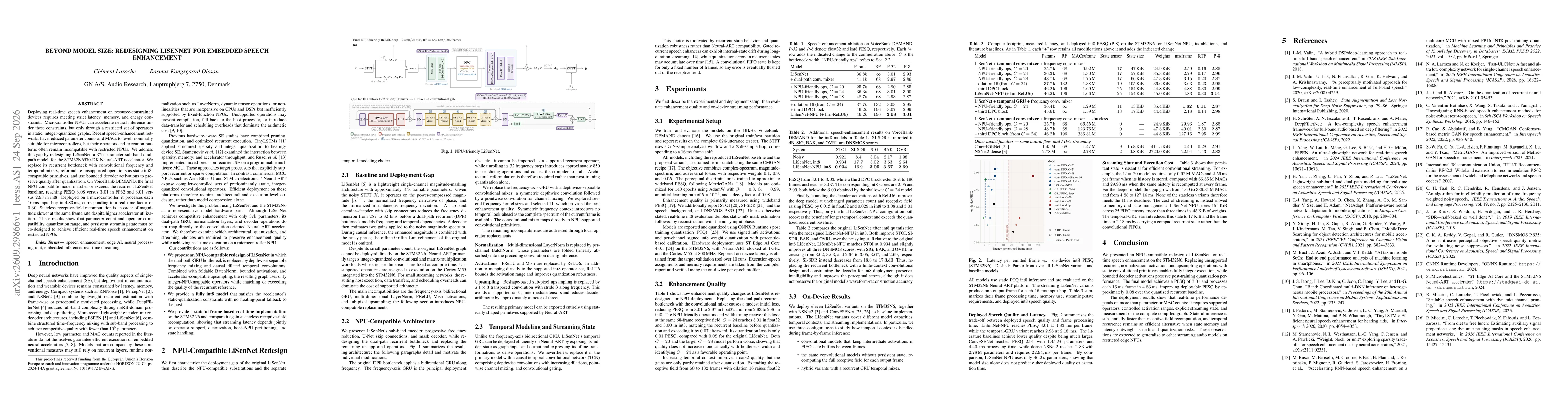 Thumbnail for Beyond Model Size: Redesigning LiSenNet for embedded speech enhancement