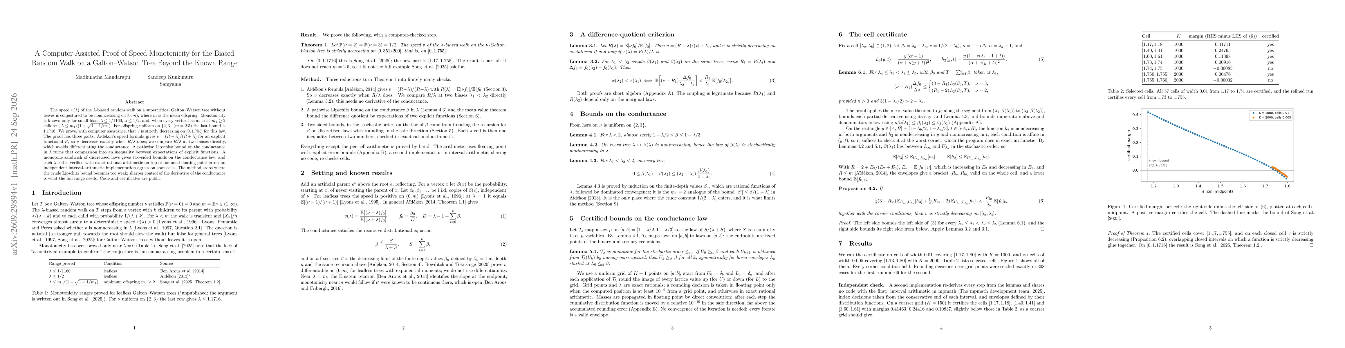 Thumbnail for A Computer-Assisted Proof of Speed Monotonicity for the Biased Random Walk on a Galton-Watson Tree Beyond the Known Range