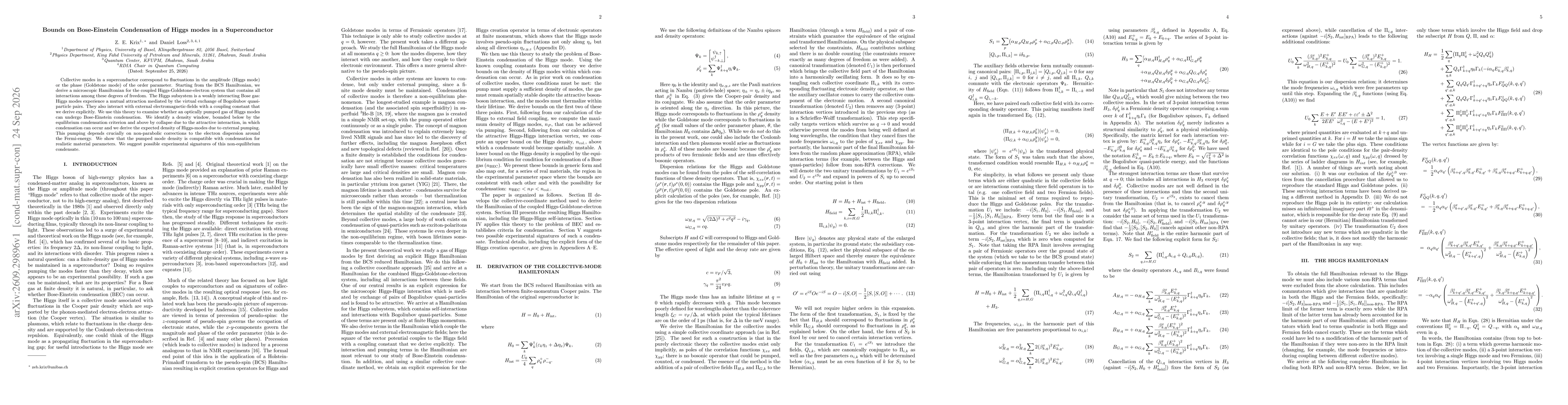 Thumbnail for Bounds on Bose-Einstein Condensation of Higgs modes in a Superconductor