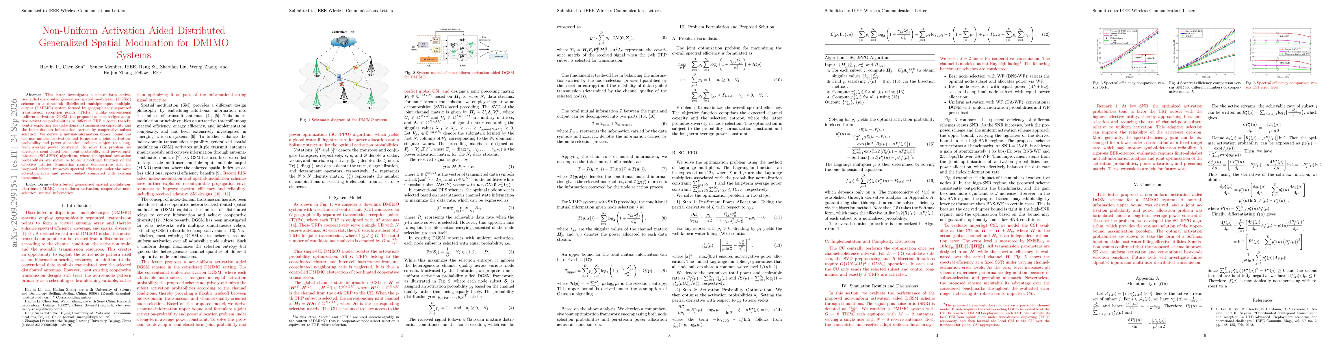 Thumbnail for Non-Uniform Activation Aided Distributed Generalized Spatial Modulation for DMIMO Systems