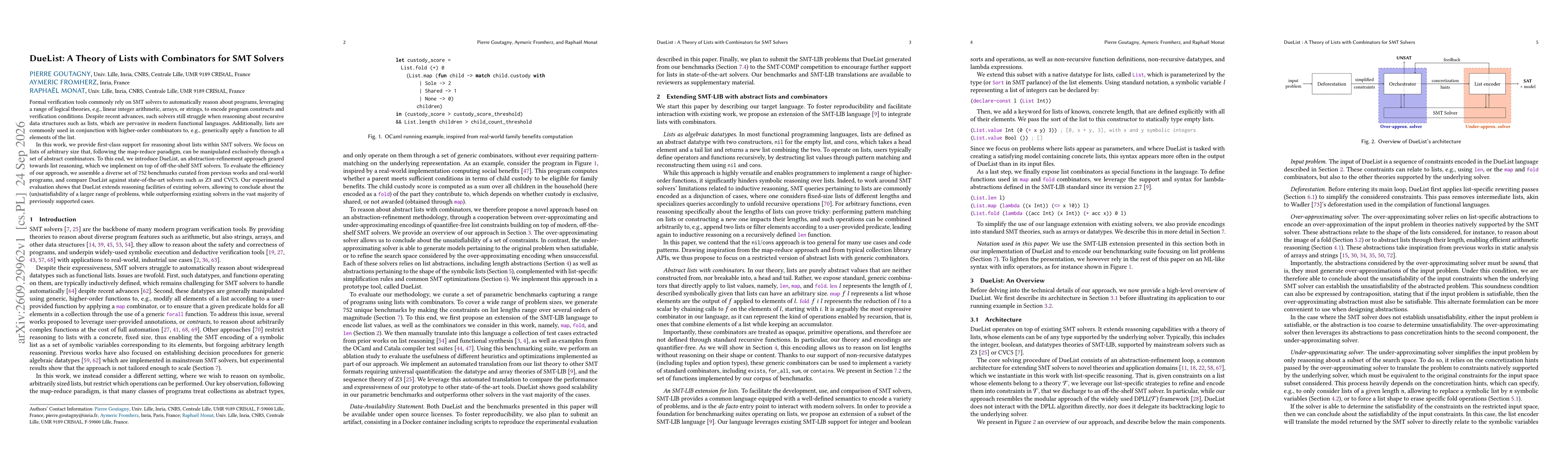 Thumbnail for DueList: A Theory of Lists with Combinators for SMT Solvers