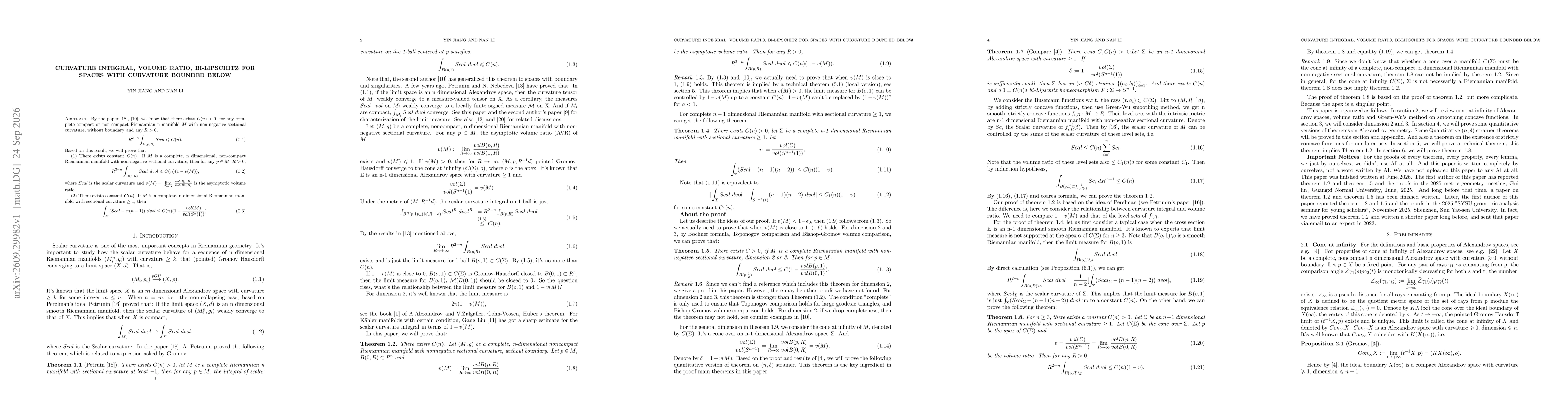 Thumbnail for Curvature integral, volume ratio, bi-Lipschitz for spaces with curvature bounded below