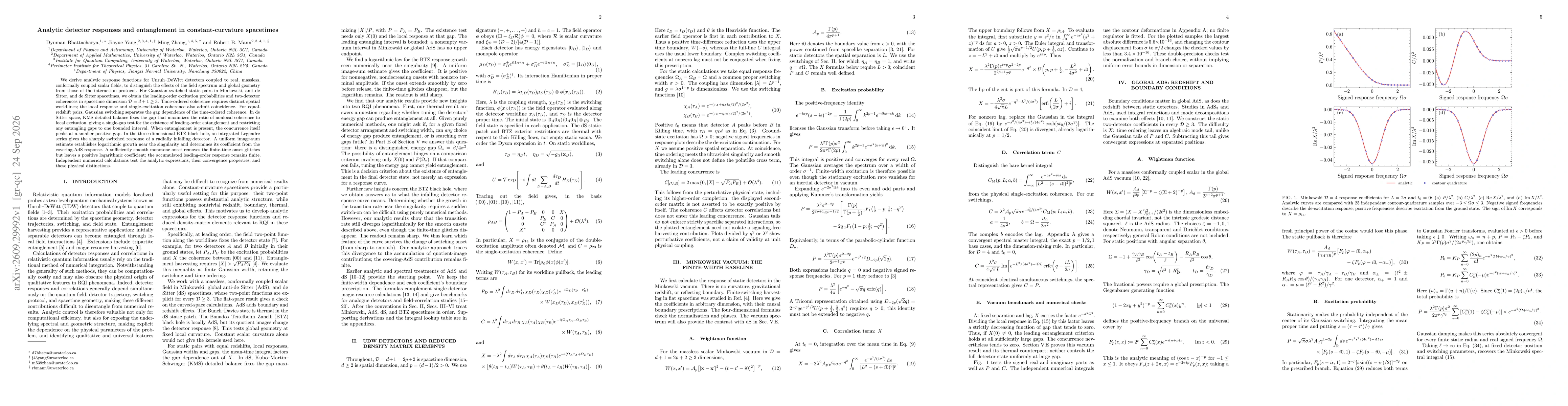 Thumbnail for Analytic detector responses and entanglement in constant-curvature spacetimes