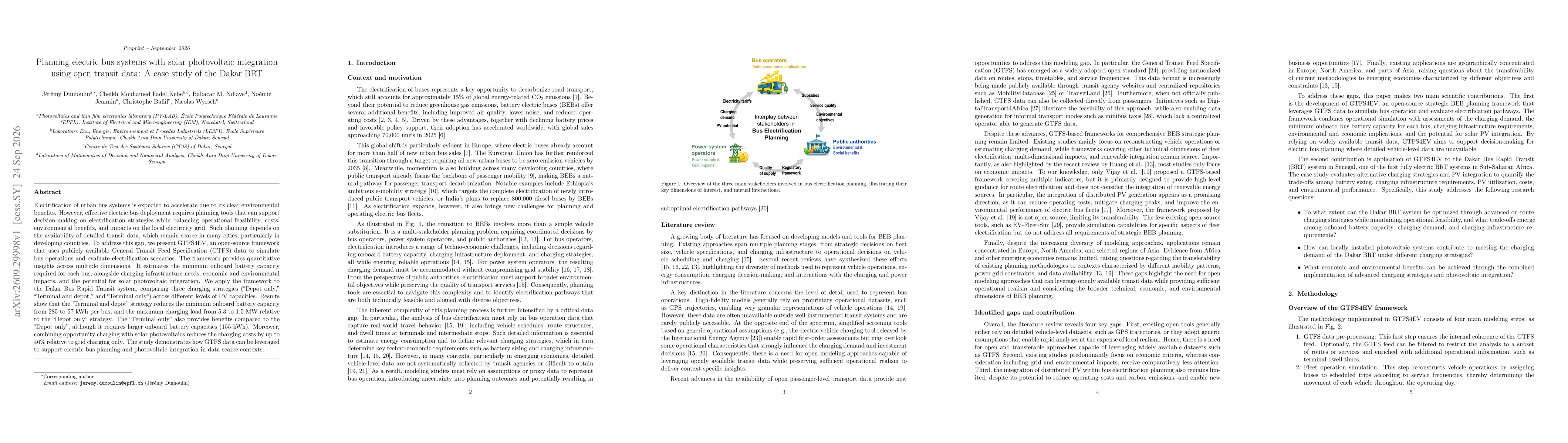Thumbnail for Planning electric bus systems with solar photovoltaic integration using open transit data: A case study of the Dakar BRT