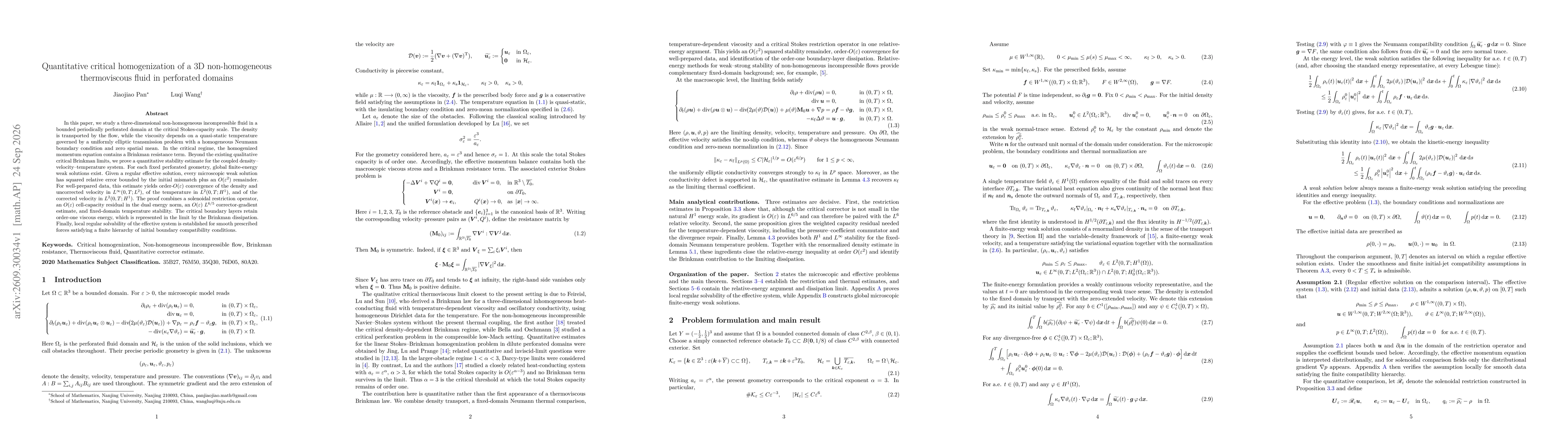 Thumbnail for Quantitative critical homogenization of a 3D non-homogeneous thermoviscous fluid in perforated domains