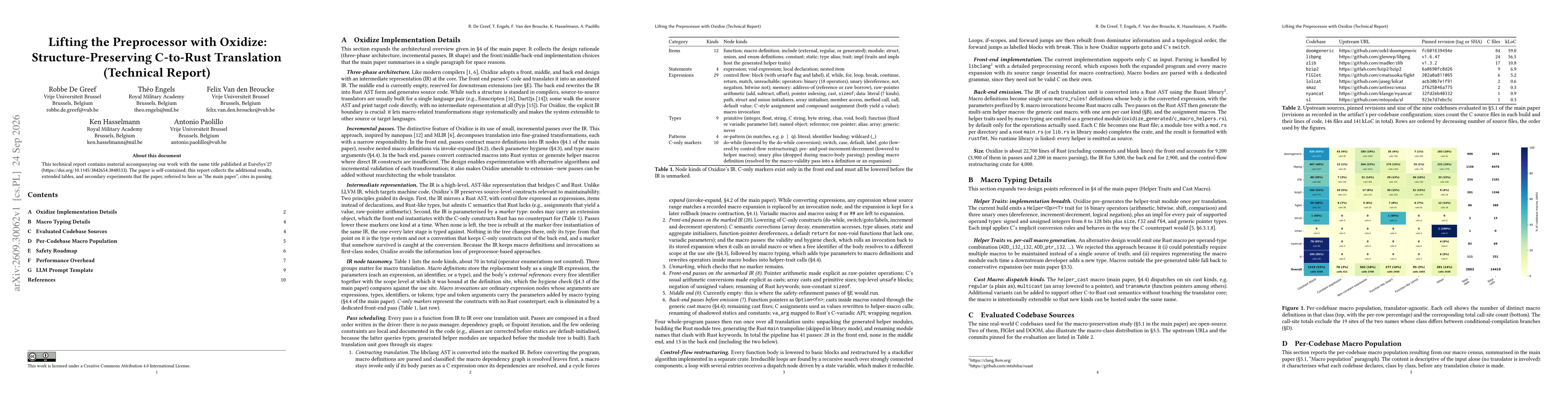 Thumbnail for Lifting the Preprocessor with Oxidize: Structure-Preserving C-to-Rust Translation (Technical Report)