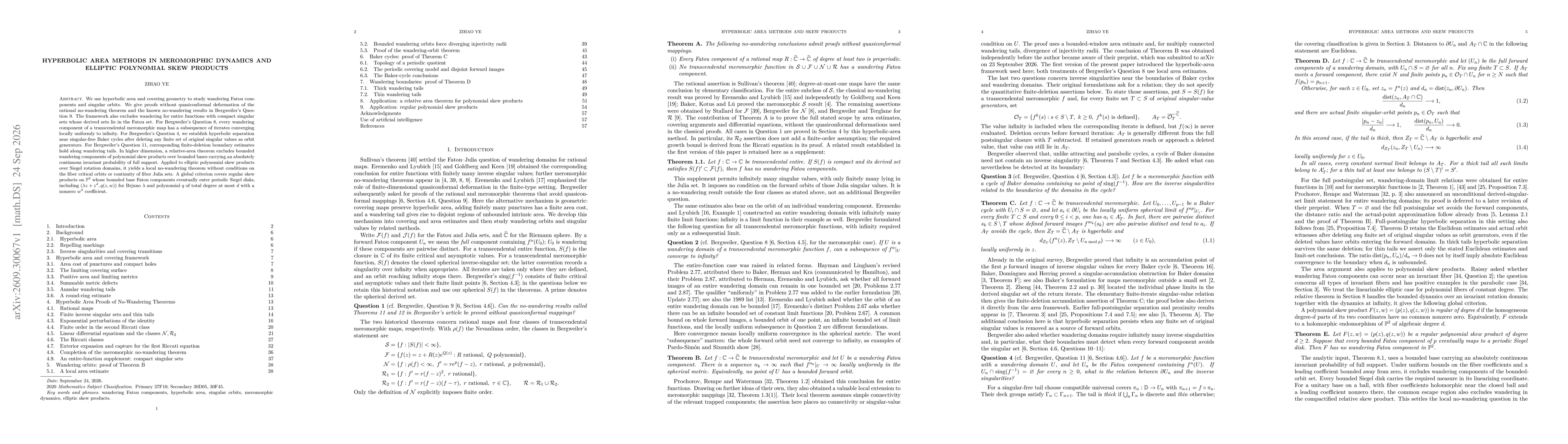 Thumbnail for Hyperbolic Area Methods in Meromorphic Dynamics and Elliptic Polynomial Skew Products