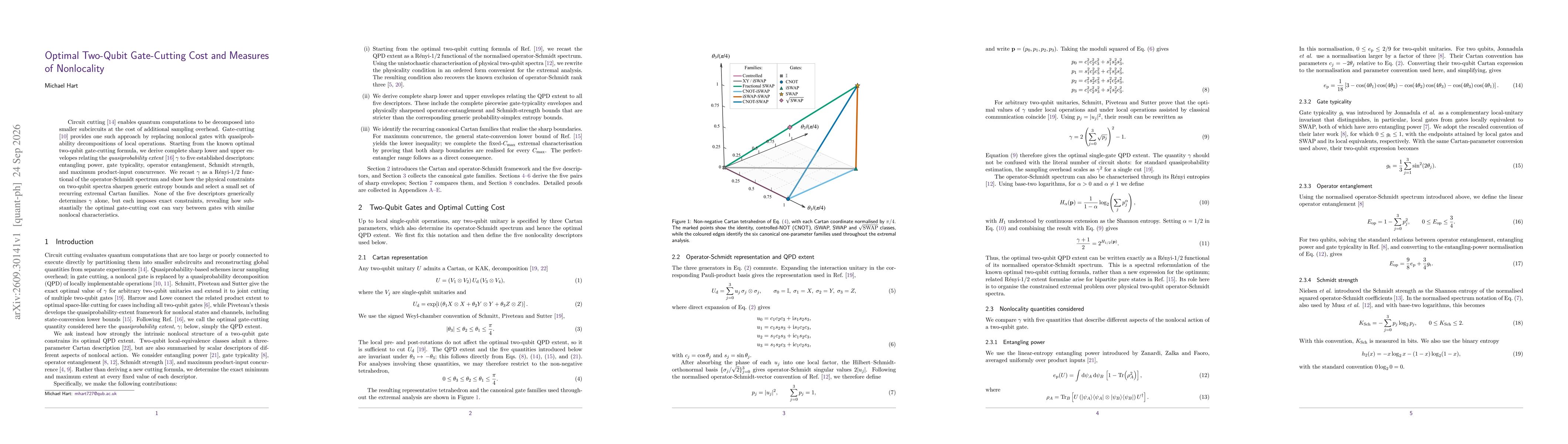Thumbnail for Optimal Two-Qubit Gate-Cutting Cost and Measures of Nonlocality