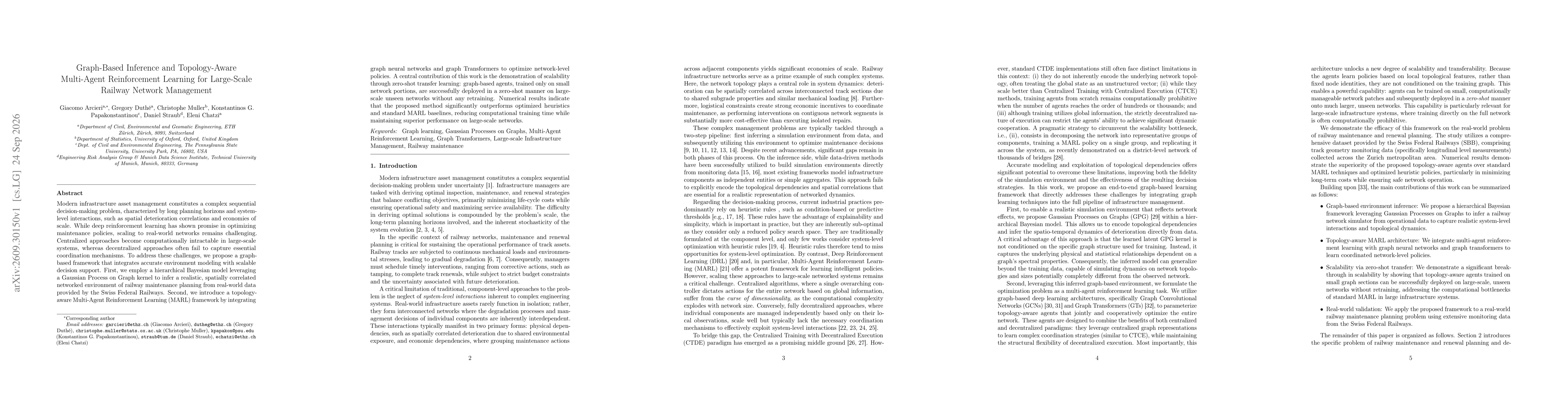 Thumbnail for Graph-Based Inference and Topology-Aware Multi-Agent Reinforcement Learning for Large-Scale Railway Network Management