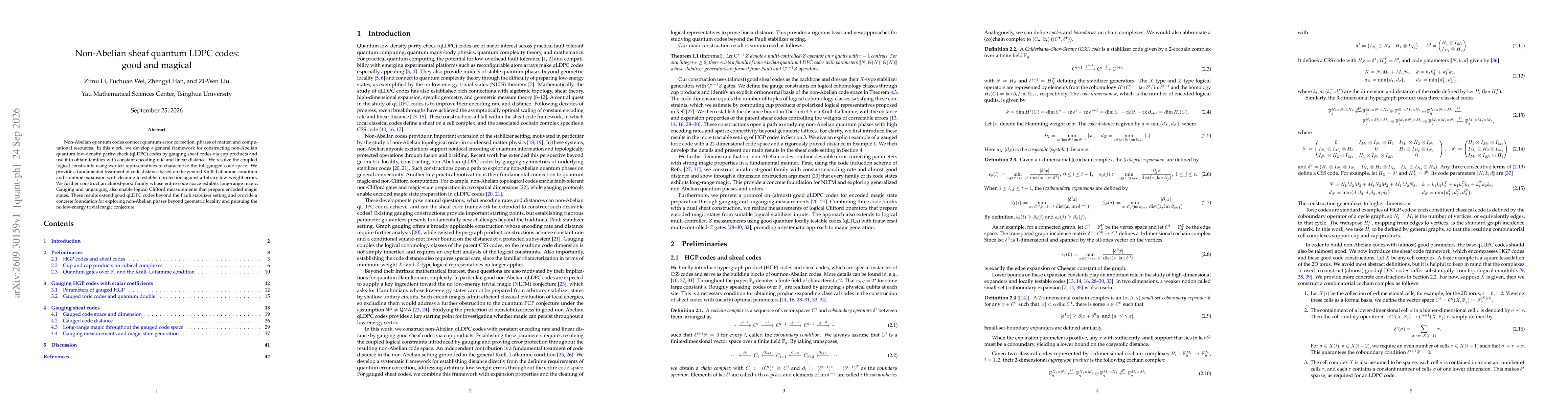 Thumbnail for Non-Abelian sheaf quantum LDPC codes: good and magical