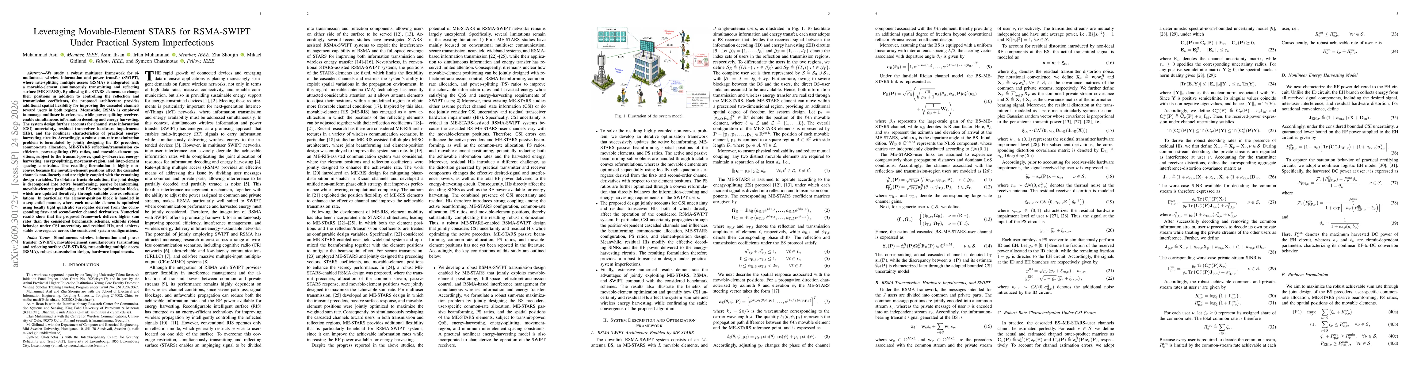 Thumbnail for Leveraging Movable-Element STARS for RSMA-SWIPT Under Practical System Imperfections