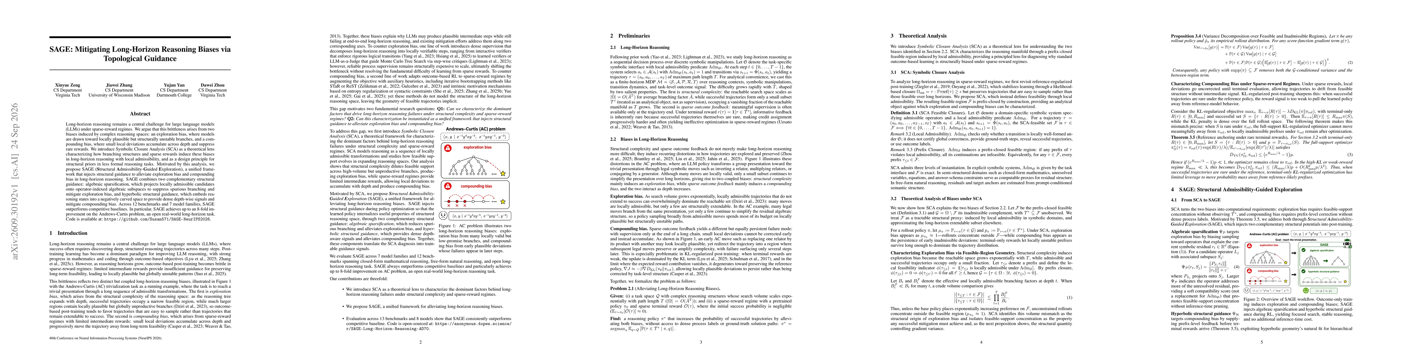 Thumbnail for SAGE: Mitigating Long-Horizon Reasoning Biases via Topological Guidance