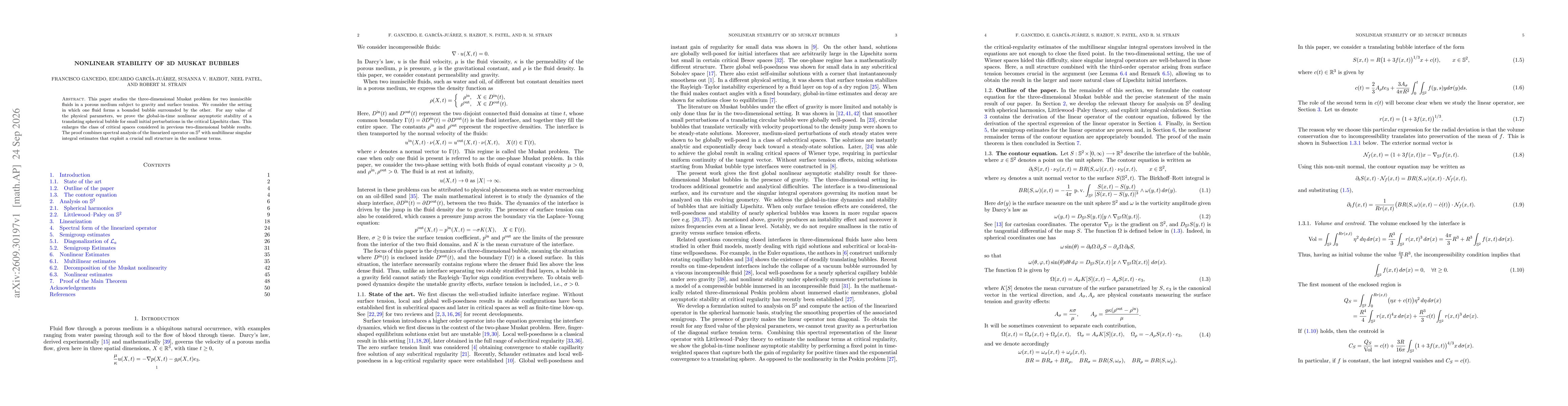 Thumbnail for Nonlinear Stability of 3D Muskat Bubbles