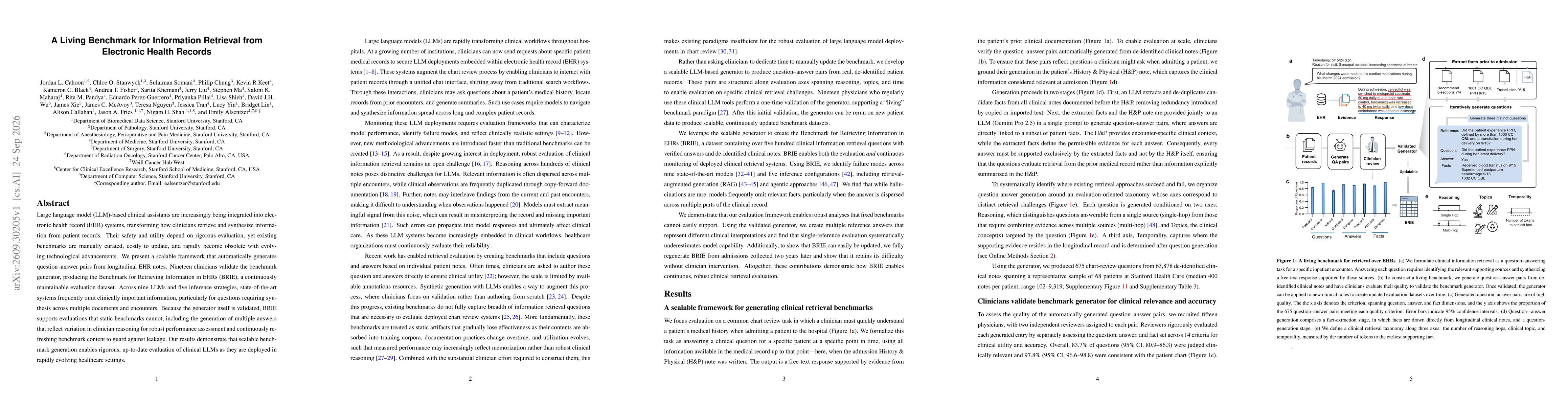Thumbnail for A Living Benchmark for Information Retrieval from Electronic Health Records