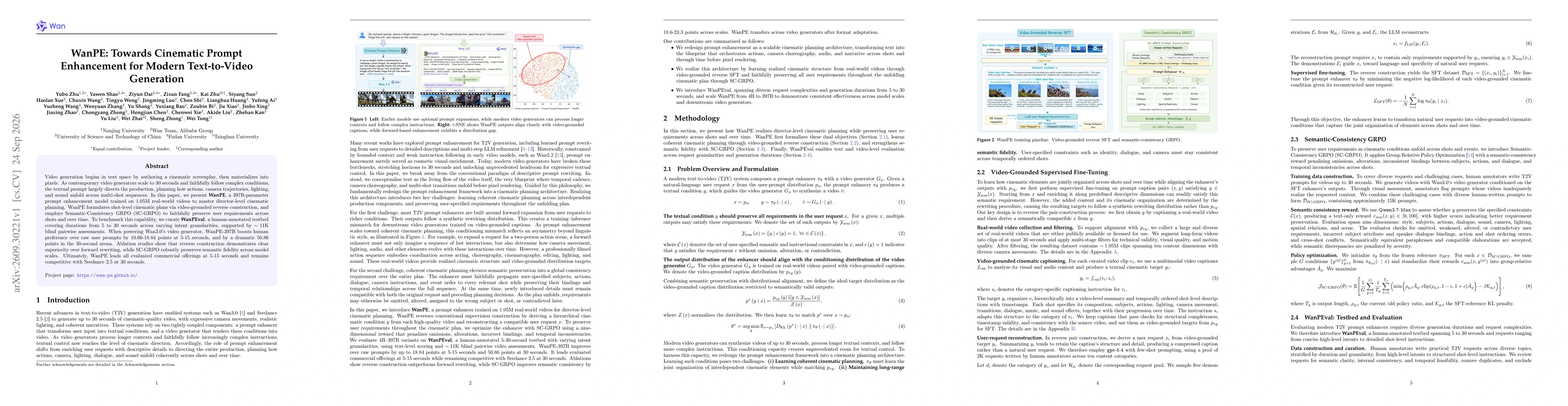 Thumbnail for WanPE: Towards Cinematic Prompt Enhancement for Modern Text-to-Video Generation
