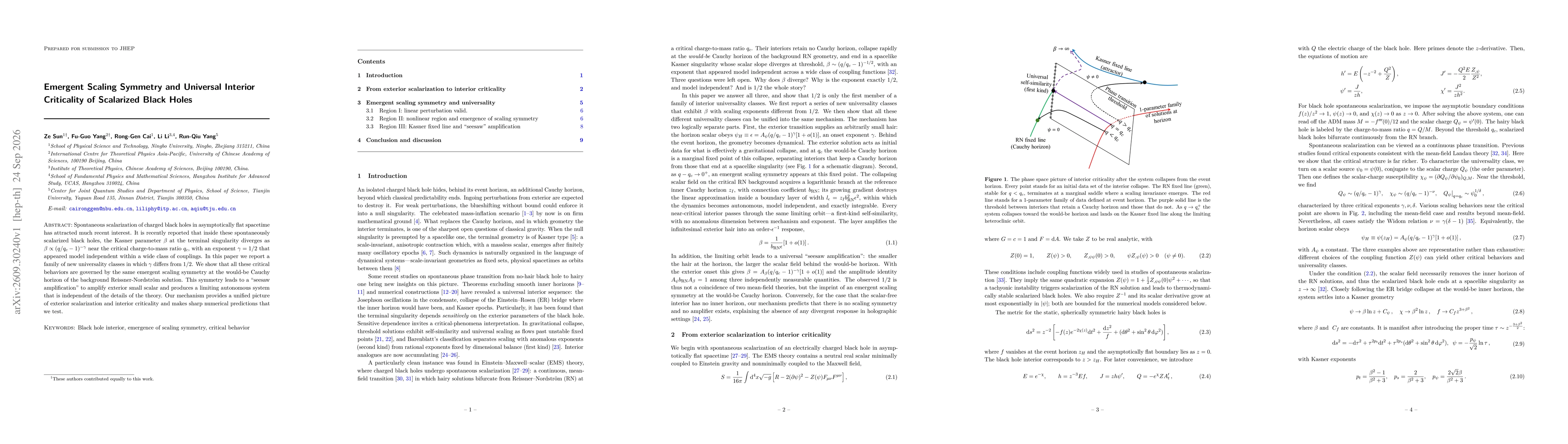 Thumbnail for Emergent Scaling Symmetry and Universal Interior Criticality of Scalarized Black Holes