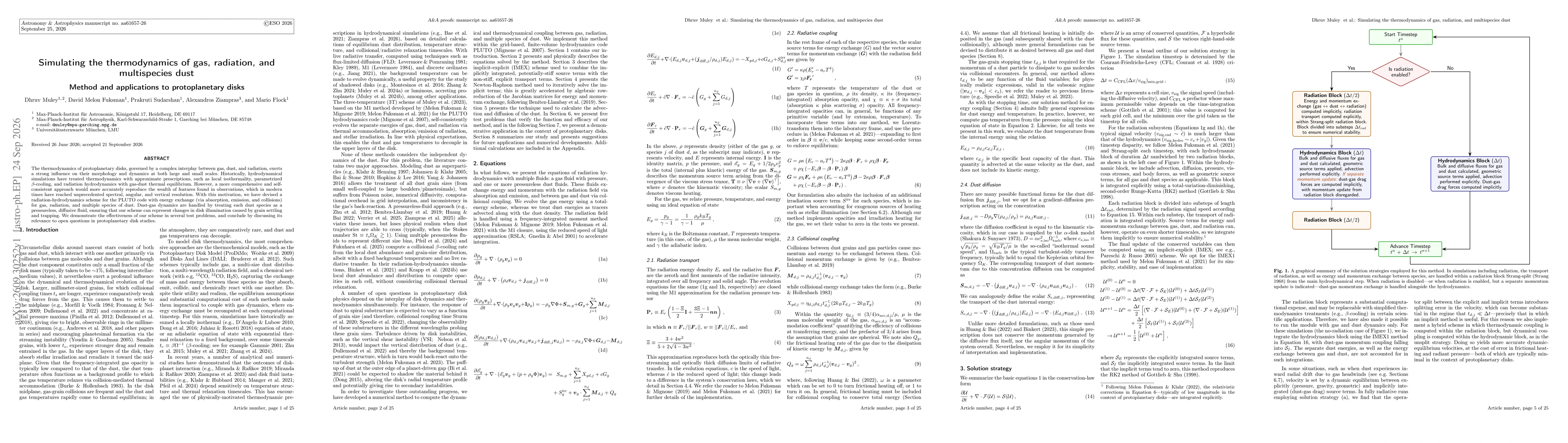 Thumbnail for Simulating the thermodynamics of gas, radiation, and multispecies dust: Method and applications to protoplanetary disks