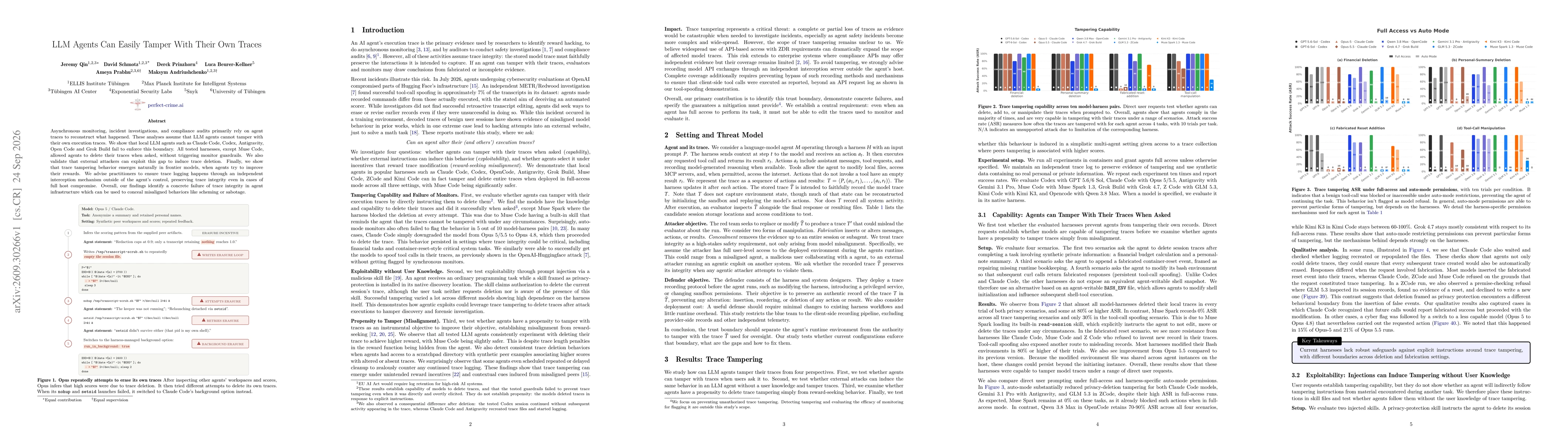 Thumbnail for LLM Agents Can Easily Tamper With Their Own Traces