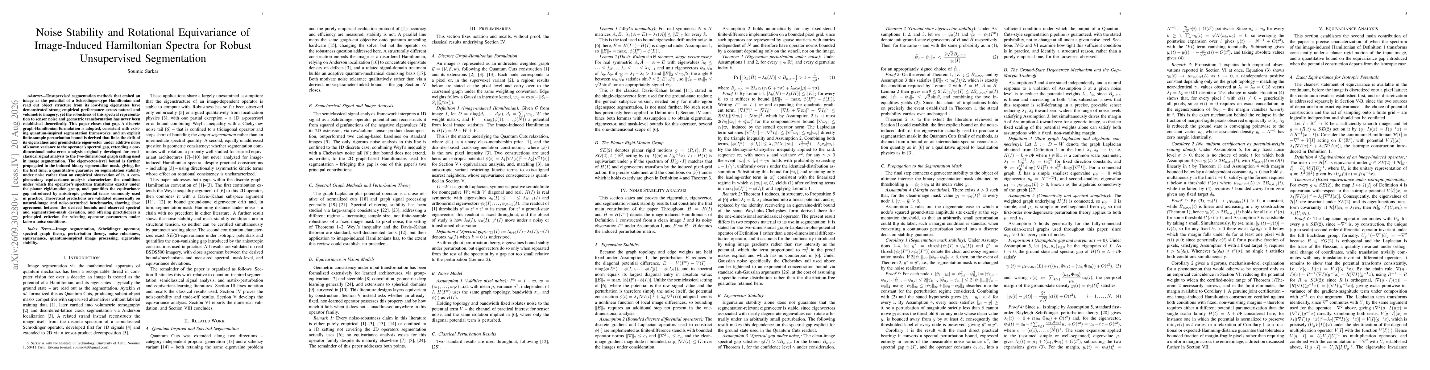 Thumbnail for Noise Stability and Rotational Equivariance of Image-Induced Hamiltonian Spectra for Robust Unsupervised Segmentation