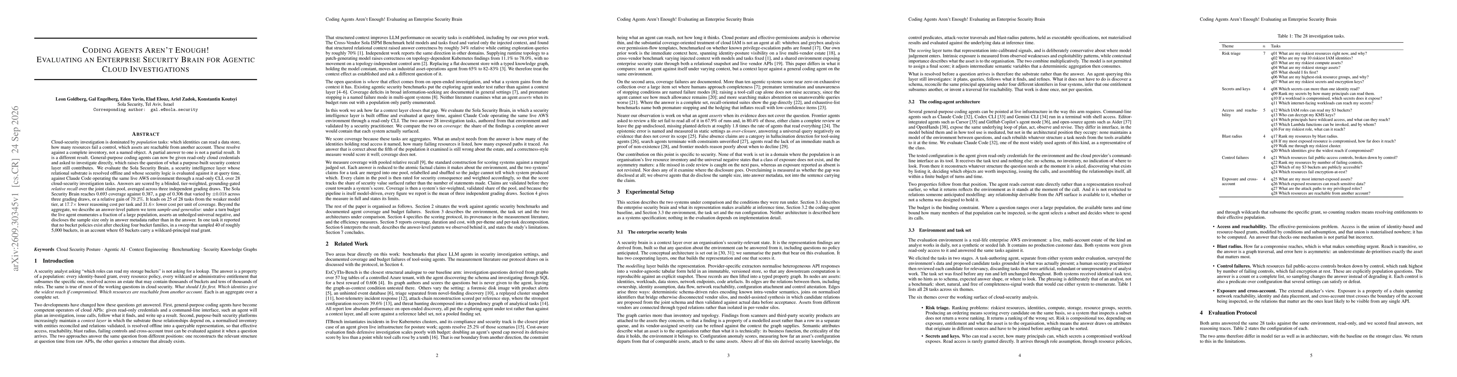 Thumbnail for Coding Agents Aren't Enough! Evaluating an Enterprise Security Brain for Agentic Cloud Investigations