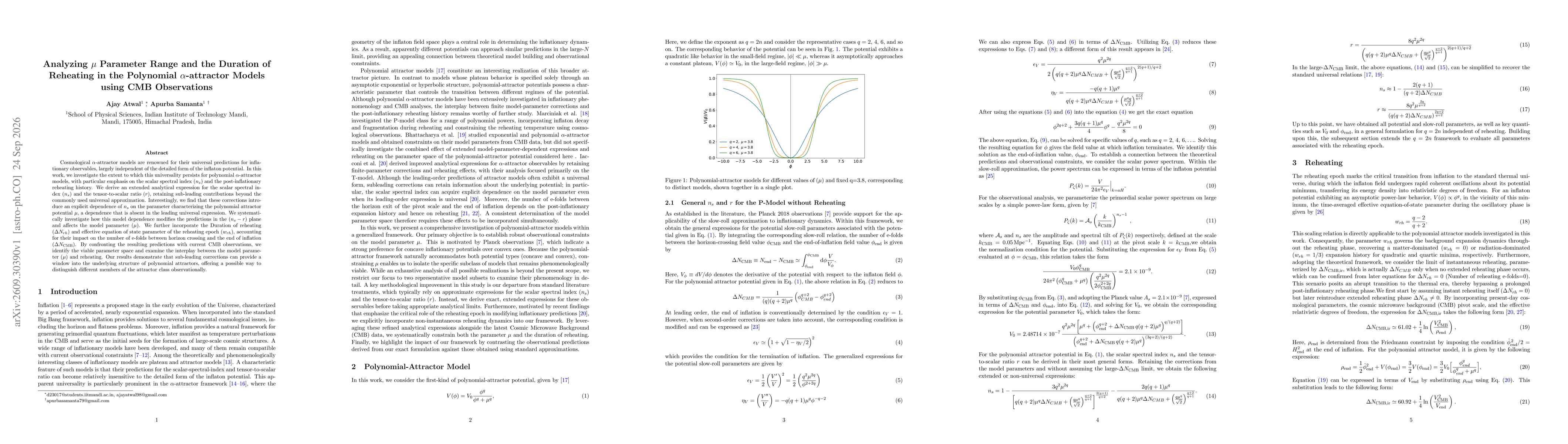 Thumbnail for Analyzing $μ$ Parameter Range and the Duration of Reheating in the Polynomial $α$-attractor Models using CMB Observations