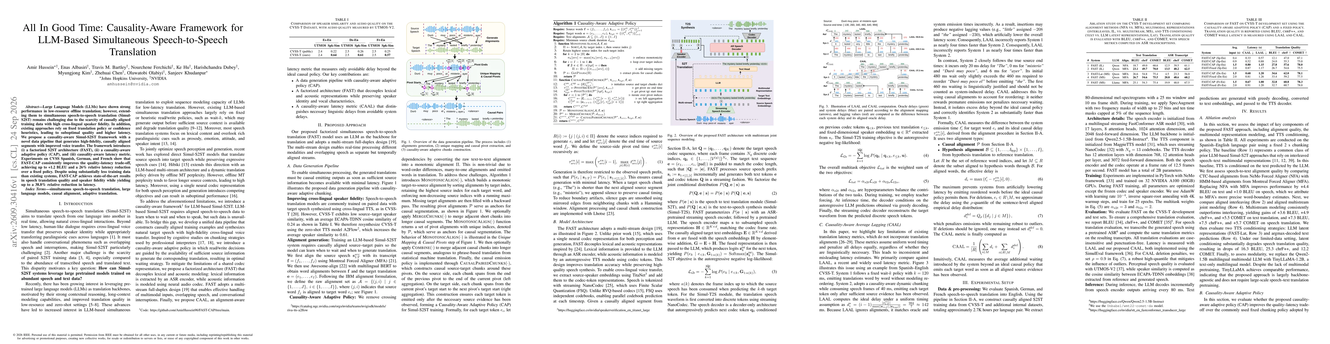 Thumbnail for All In Good Time: Causality-Aware Framework for LLM-Based Simultaneous Speech-to-Speech Translation